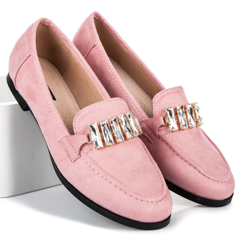 Vices Scarpe in camoscio con ornamento rosa 1
