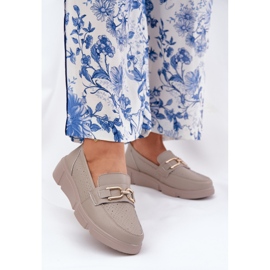 Vinceza Mocassini in pelle femminile con un dettaglio dorato Vincez 88007 Dark Beige 2
