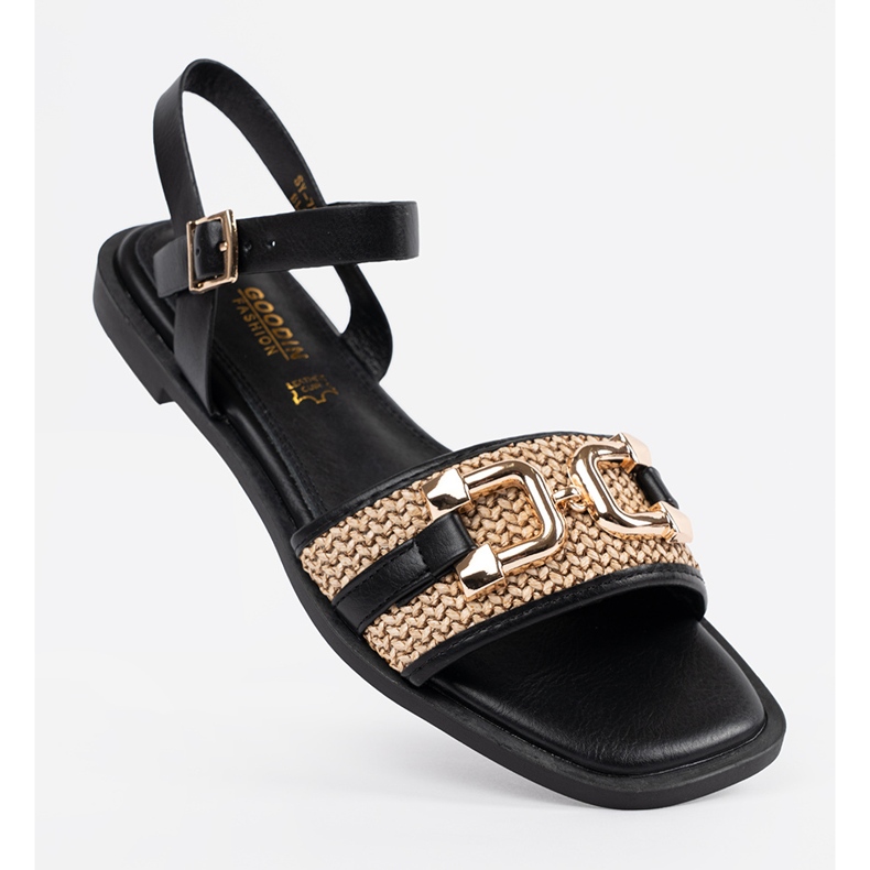 Goodin Sandali neri con sottopiede in pelle nero 1