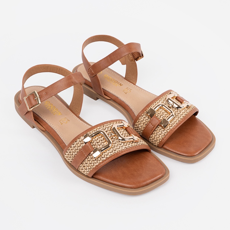 Goodin Sandali marroni con inserto in pelle marrone 1