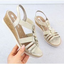 Remonte Sandali femminili sul cuneo con elastici Golden Renovte R6264-91 d'oro 1