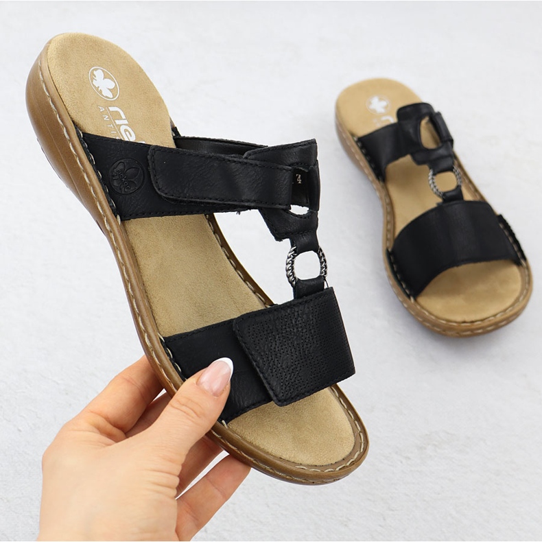 Flip-flop femminile per Velcro Black Rieker 60885-00 nero 1