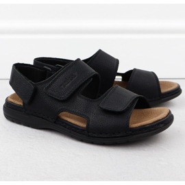 Sandali neri comodi da uomo in pelle Nero Rieker 25558-01 1