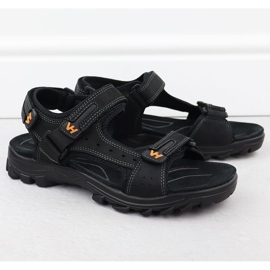 Sandali in pelle maschile per velcro Vanhorn 28302 nero 1