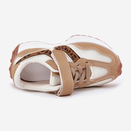 Sneaker per bambini sul leopardo in velcro beige 2