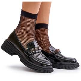 S.Barski Mocassini di loaffole verniciati da donna con decorazione LZ42-030 nero 5