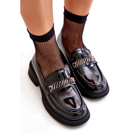 S.Barski Mocassini di loaffole verniciati da donna con decorazione LZ42-030 nero 3