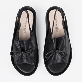Goodin Sandali a cuneo nero con inserto in pelle 1