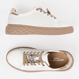 Sneaker bianche e beige con spille in pelle Sergio Leone bianco 2
