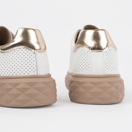 Sneaker bianche e beige con spille in pelle Sergio Leone bianco 1