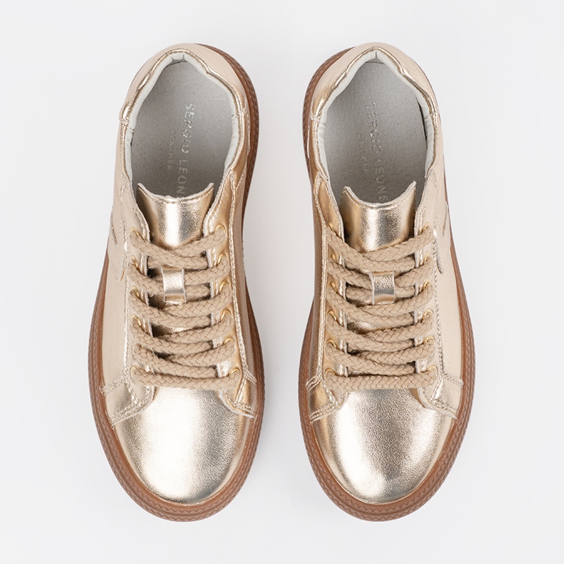 Sneaker dorate in pelle femminile Sergio Leone d'oro 2