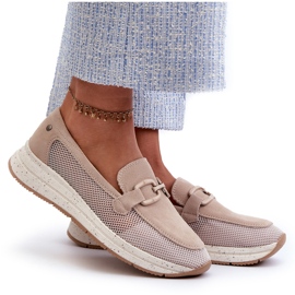 S.Barski Mococcasine in pelle scamosciata femminile tw210 beige con un ornamento 4