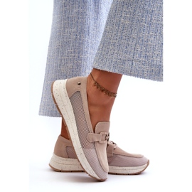 S.Barski Mococcasine in pelle scamosciata femminile tw210 beige con un ornamento 3