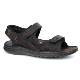KOMODO Sandali in pelle 552k maschili con velcro - perfetto per l'estate per uomini attivi neri nero 1