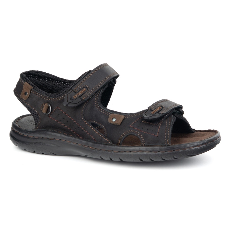 KOMODO Sandali in pelle 552k maschili con velcro - perfetto per l'estate per uomini attivi neri nero 1