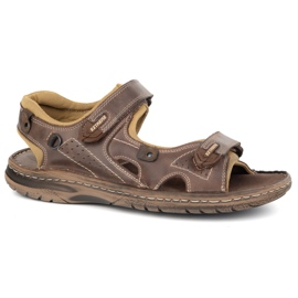 KOMODO Sandali in pelle 552k maschili con velcro - perfetto per l'estate per uomini attivi marroni marrone 1