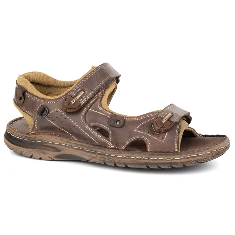 KOMODO Sandali in pelle 552k maschili con velcro - perfetto per l'estate per uomini attivi marroni marrone 1
