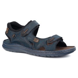 KOMODO Sandali in pelle 552k maschili con velcro - perfetto per l'estate per uomini attivi blu navy 1