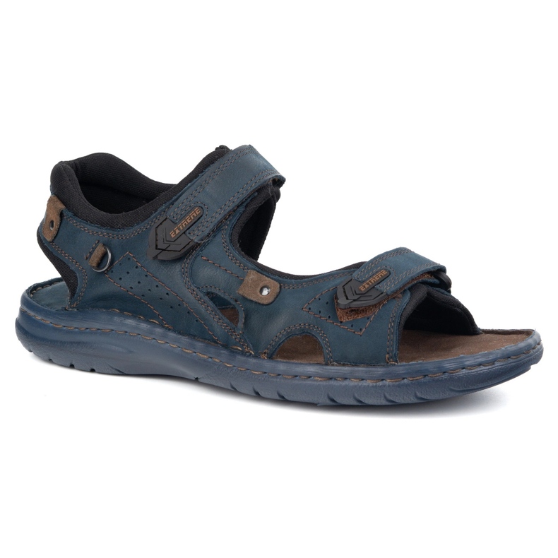 KOMODO Sandali in pelle 552k maschili con velcro - perfetto per l'estate per uomini attivi blu navy 1
