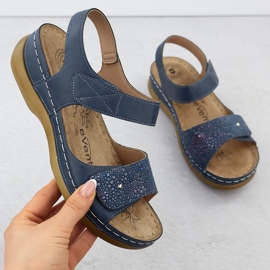 Sandali femminili per velcro Evento 8988 blu 1