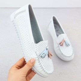 Mocassini da donna Openwork con bianchi evento 5372 frange bianco 1