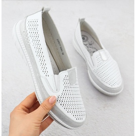 Scarpe in pelle aperta da donna Evento bianco 5634 1