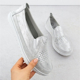 Evento Scarpe in pelle da donna Openwork Silver Event 1653 argento 1