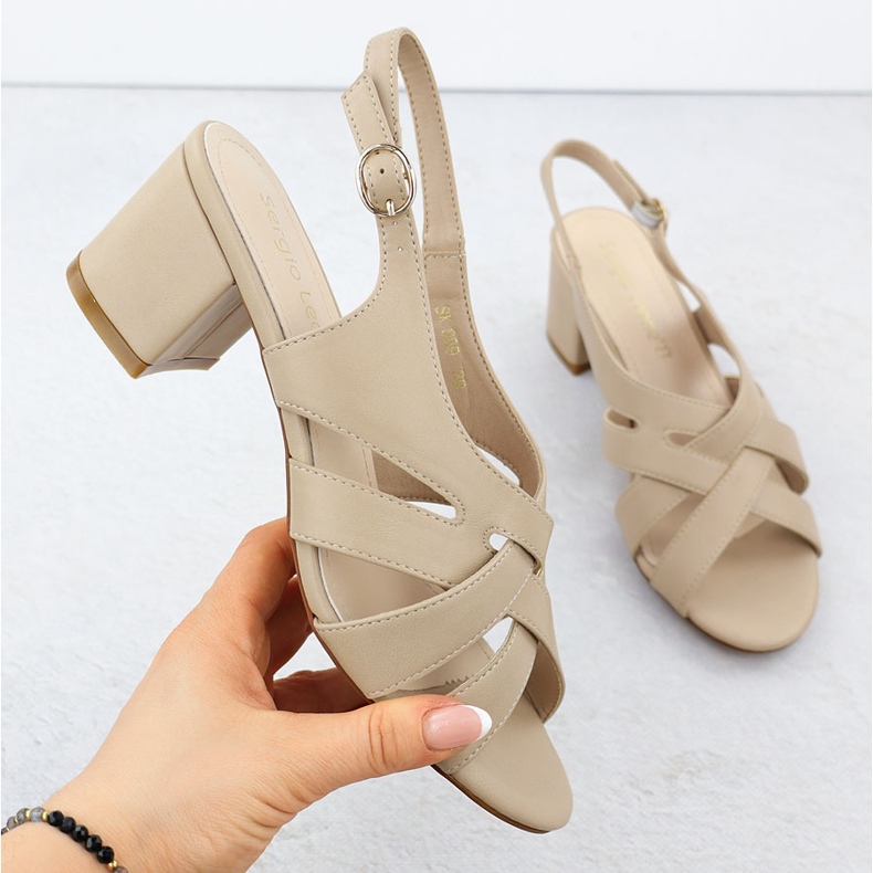 Tacchi alti femminili Sergio Leone SK889 Sandali beige 1