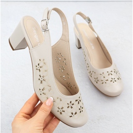 Sandali femminili pieni di openwork beige sergio leone sk179 1