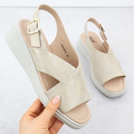 Sandali da donna con zeppe dorate Jezzi Asa266-9 d'oro 1