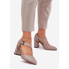 Pompe in pelle sul pilastro con Vinceza 91133 Grey Flamp grigio 1