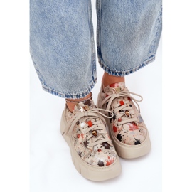Sneaker in pelle sulla piattaforma Maciejka 06891-18 beige 2