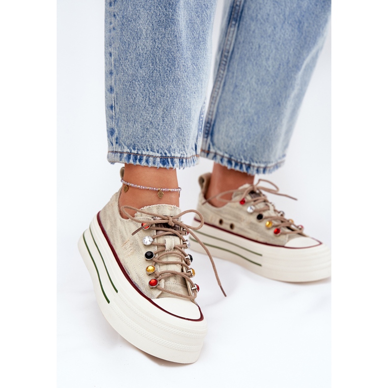 Sneaker da donna sulla piattaforma Goe rr2n4105 beige 2