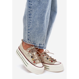 Sneaker da donna sulla piattaforma Goe rr2n4105 beige 1