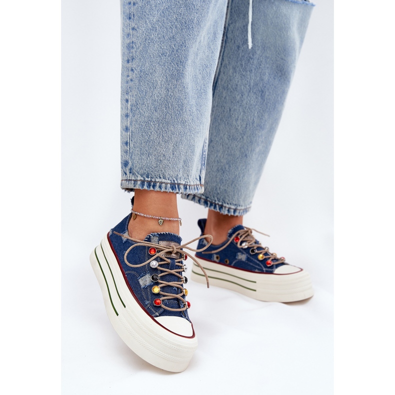 Sneaker femminili sulla piattaforma blu navy goe rr2n4103 2