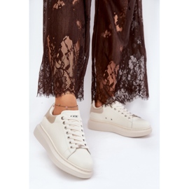 Sneaker in pelle da donna su beige della piattaforma Goe RR2N4004 2
