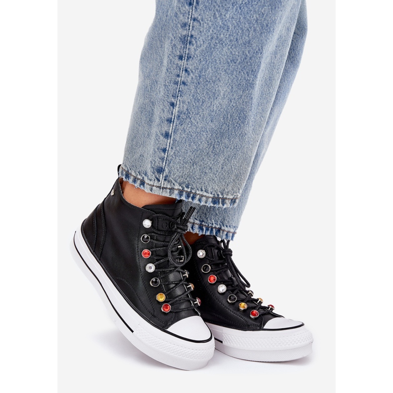 Goe RR2N4101 Sneaker in pelle alta da donna nero 1