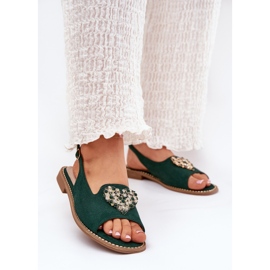 S.Barski Sandali femminili con un cuore decorativo S. Barski Kv27-018 Green verde 2