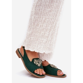 S.Barski Sandali femminili con un cuore decorativo S. Barski Kv27-018 Green verde 1