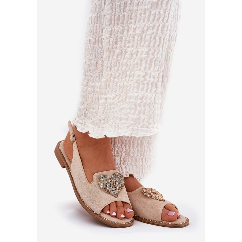 S.Barski Sandali femminili con un cuore decorativo S. Barski Kv27-018 beige 1