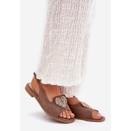 S.Barski Sandali femminili con un cuore decorativo S. Barski Kv27-018 Dark Beige 1