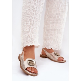 S.Barski Sandali femminili lucenti con un ornamento S. Barski Kv51-006 Gold d'oro 2