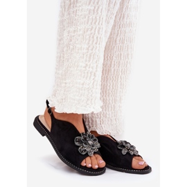 S.Barski Sandali da donna con tacco piatto con un ornamento S. Barski Kv27-001 Nero 1