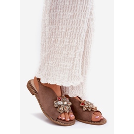 S.Barski Sandali da donna con tacco piatto con un ornamento di S. Barski Kv27-001 Dark Beige 1