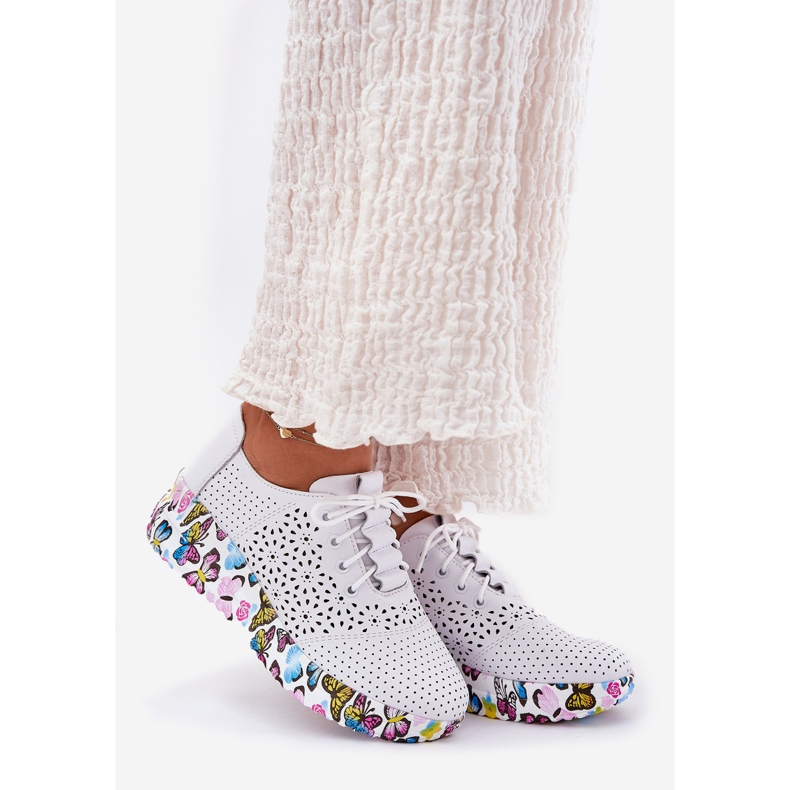 ARTIKER Scarpe da donna in pelle openwork con zeppe farfalle artistir 56c1618 bianco 1