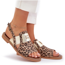 Zazoo 40385 sandali in pelle femminile con marrone stampato leopardo 6