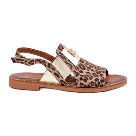 Zazoo 40385 sandali in pelle femminile con marrone stampato leopardo 5