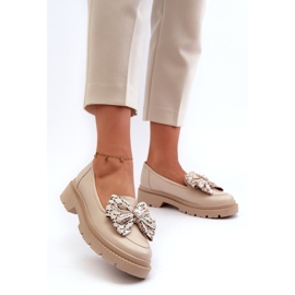 Mocassini in pelle da donna con Laura Messi 2787 Light Ben beige 1