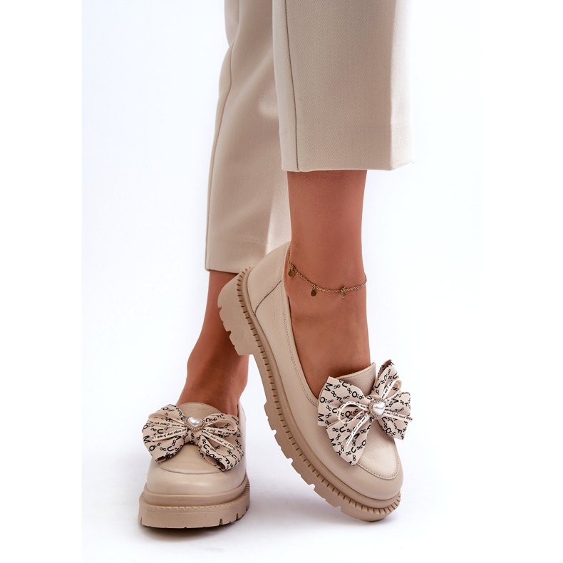 Mocassini in pelle da donna con Laura Messi 2787 Light Ben beige 3