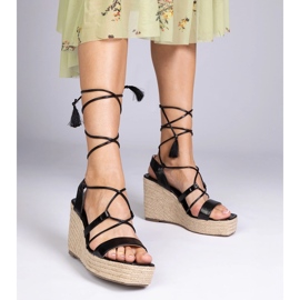 Sandali neri espadrilles on wedge nero 1